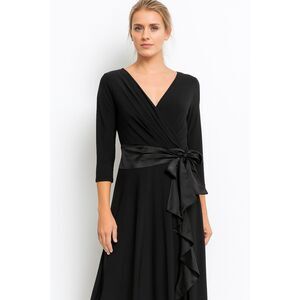 Lauren ralph Lauren wrap dress career wear office black business casual women 12